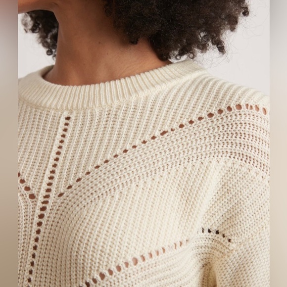 Marine Layer Olivia Crewneck Sweater in Cream White - Picture 3 of 8